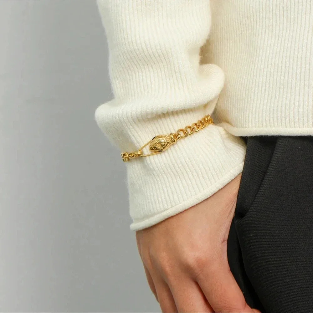 Gold Bracelet with Green Accents - Picture 3 of 7